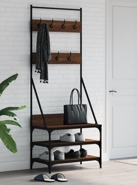 VidaXL Kledingrek met schoenenrek 70x40x184 cm bruineikenkleurig