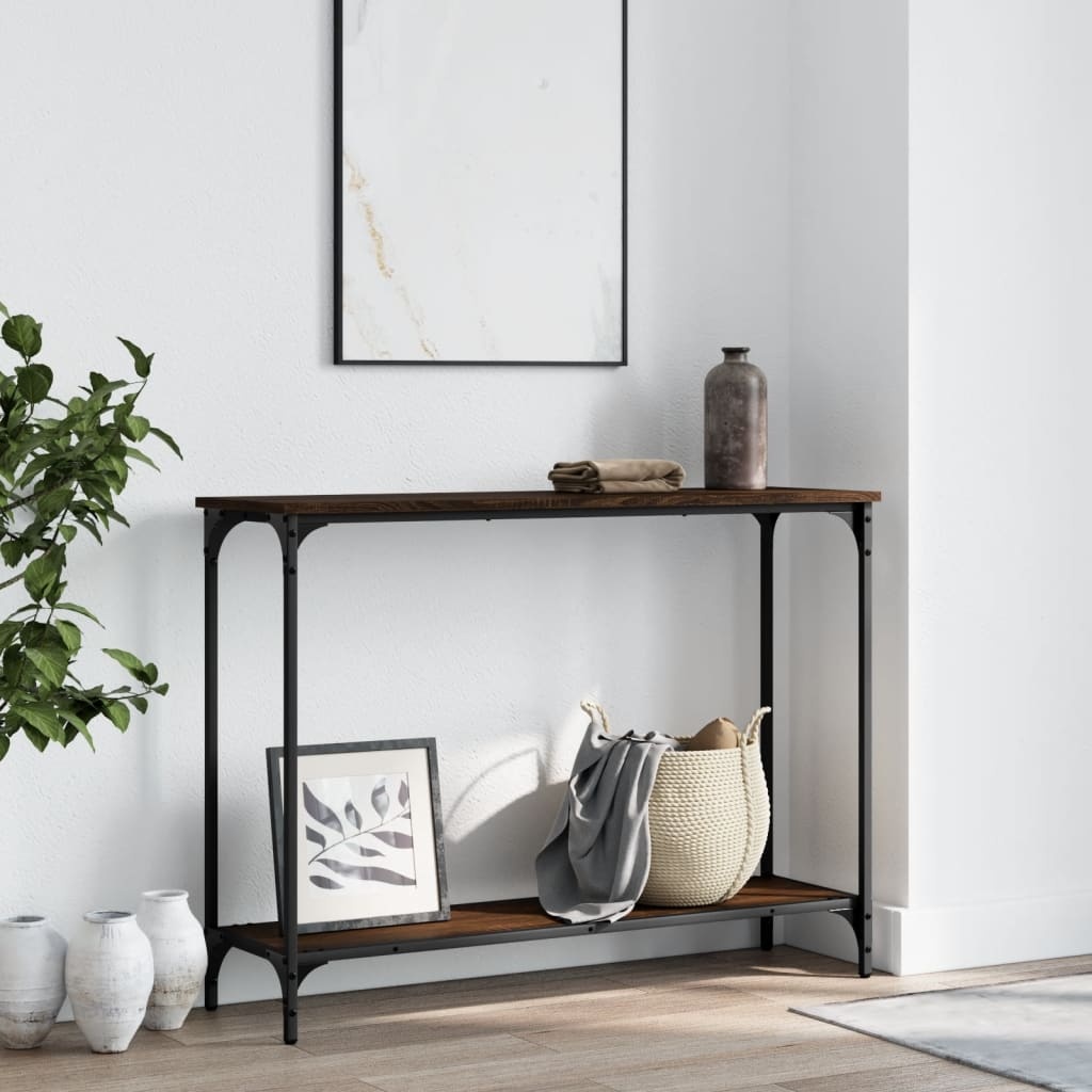 VidaXL Wandtafel 101x30,5x75 cm bewerkt hout bruineikenkleurig