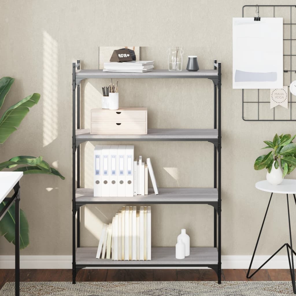 VidaXL Boekenkast 4-laags 80x30x120 cm bewerkt hout grijs sonoma