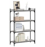 VidaXL Boekenkast 4-laags 80x30x120 cm bewerkt hout grijs sonoma