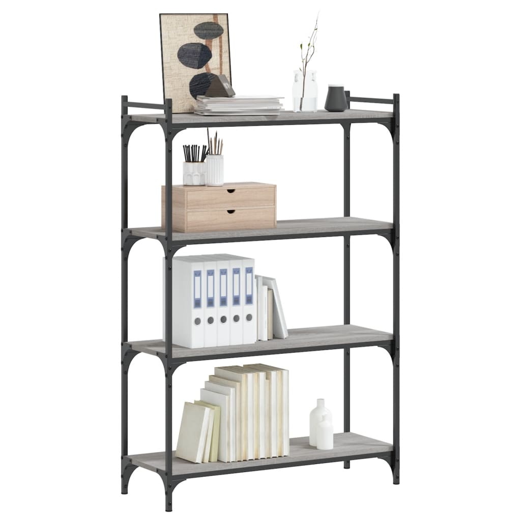 VidaXL Boekenkast 4-laags 80x30x120 cm bewerkt hout grijs sonoma