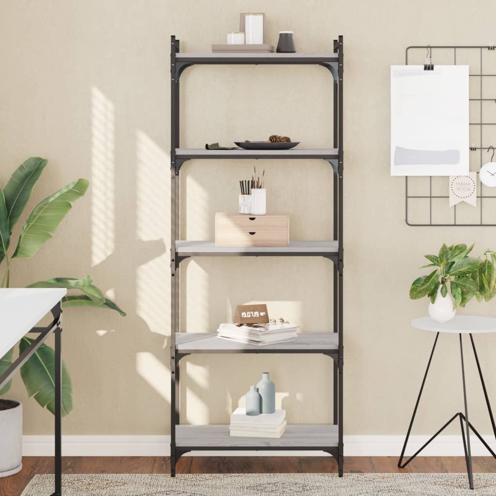 VidaXL Boekenkast 5-laags 60x30x154 cm bewerkt hout grijs sonoma