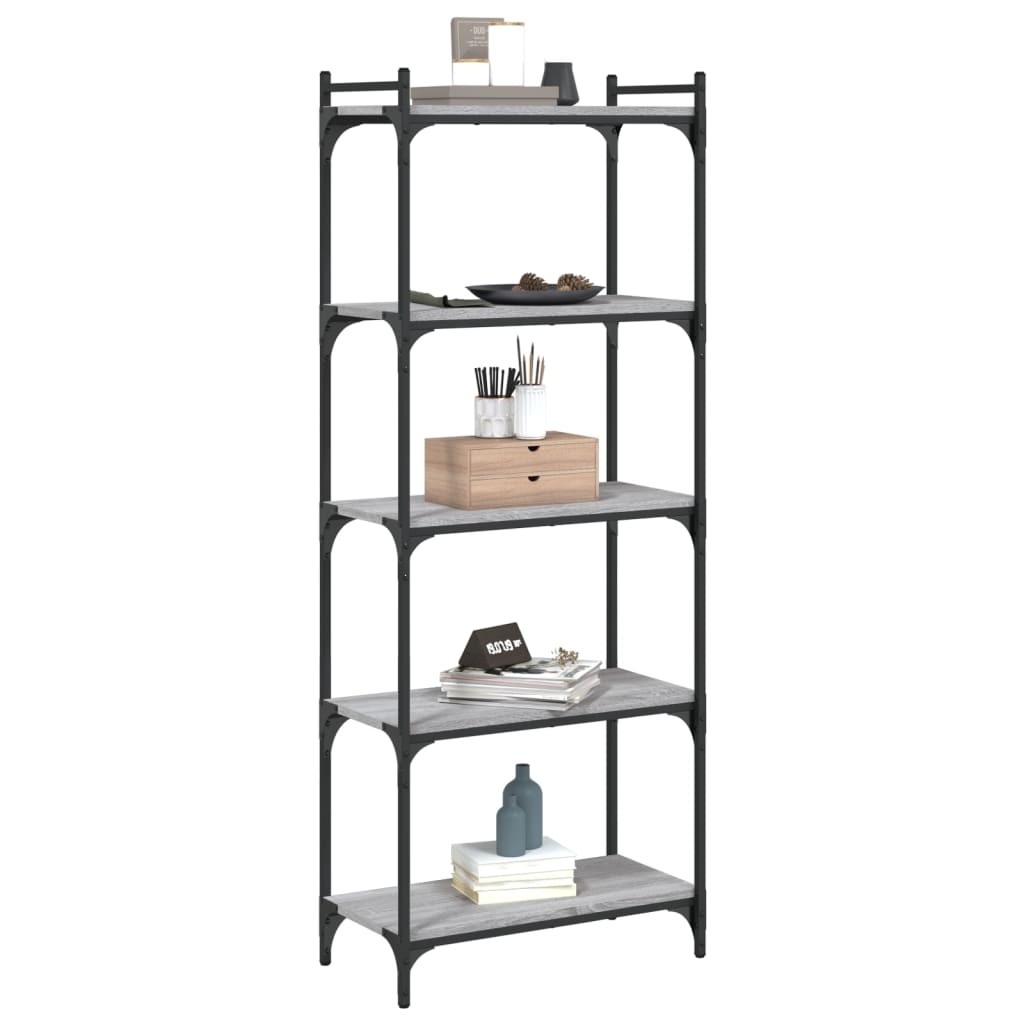 VidaXL Boekenkast 5-laags 60x30x154 cm bewerkt hout grijs sonoma