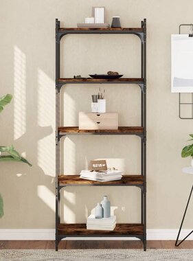 VidaXL Boekenkast 5-laags 60x30x154 cm bewerkt hout gerookt eikenkleur