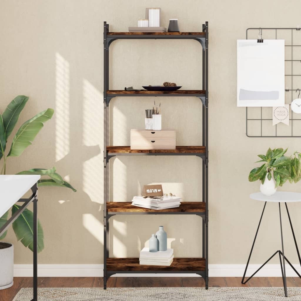 VidaXL Boekenkast 5-laags 60x30x154 cm bewerkt hout gerookt eikenkleur