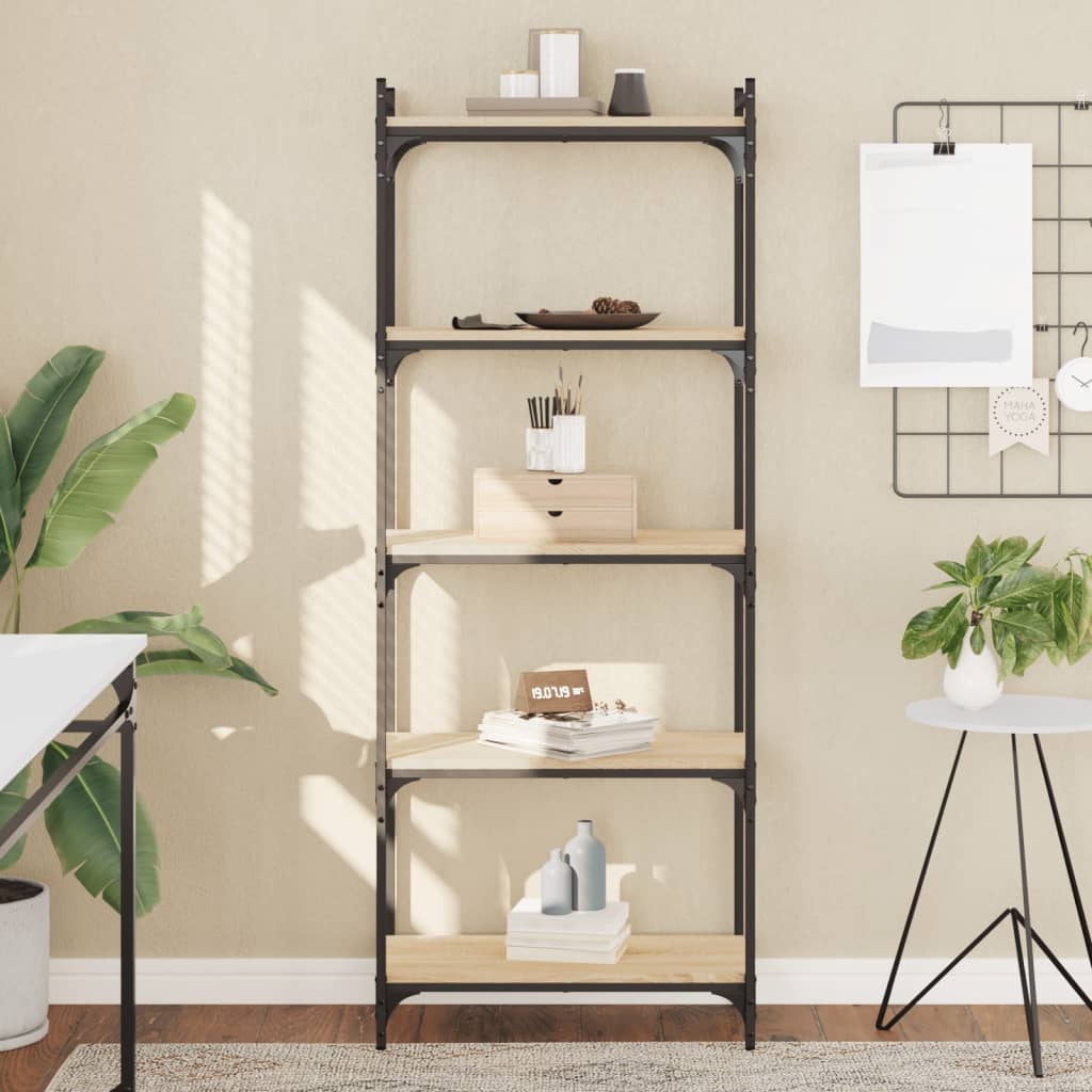 VidaXL Boekenkast 5-laags 60x30x154 cm bewerkt hout sonoma eikenkleur