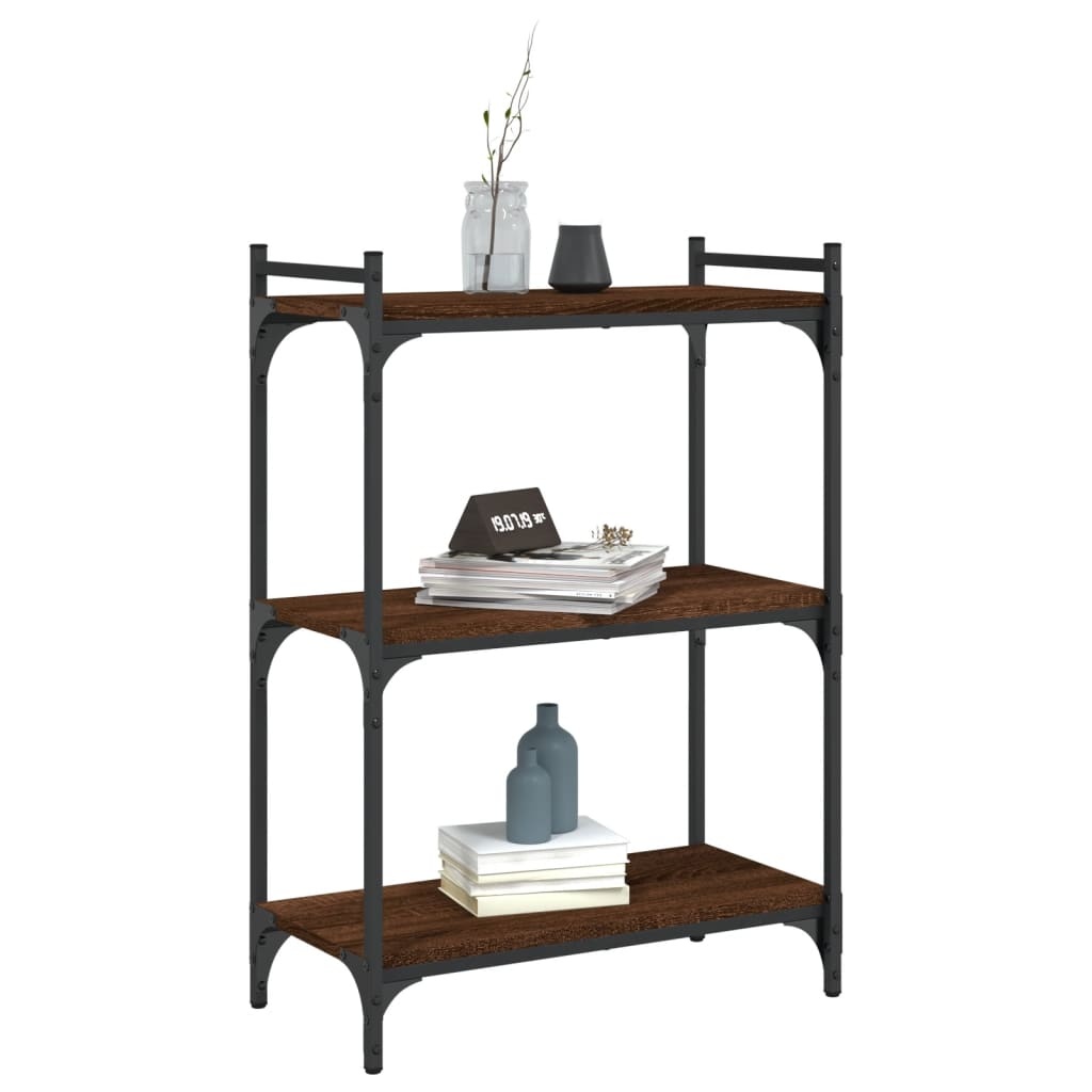 VidaXL Boekenkast 3-laags 60x30x86 cm bewerkt hout bruineikenkleurig