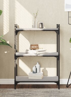 VidaXL Boekenkast 3-laags 60x30x86 cm bewerkt hout grijs sonoma eiken