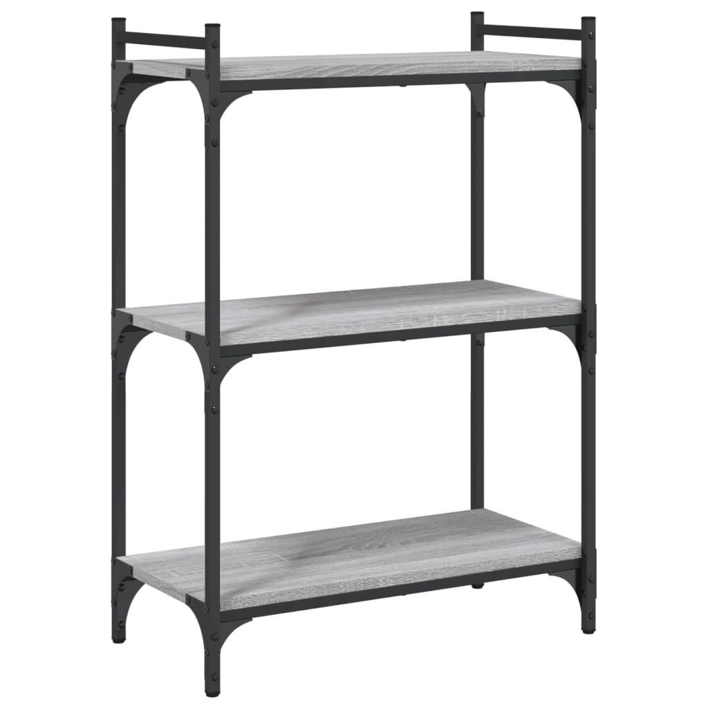 VidaXL Boekenkast 3-laags 60x30x86 cm bewerkt hout grijs sonoma eiken