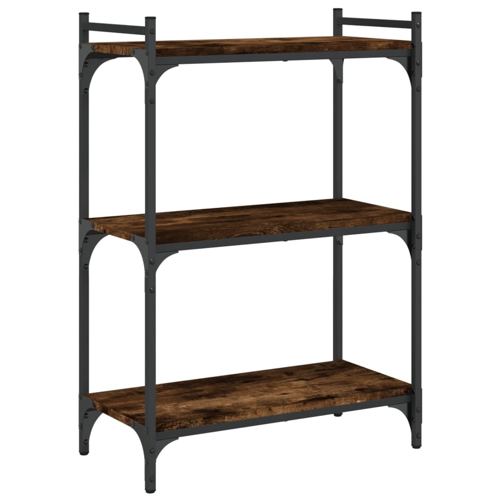 VidaXL Boekenkast 3-laags 60x30x86 cm bewerkt hout gerookt eikenkleur