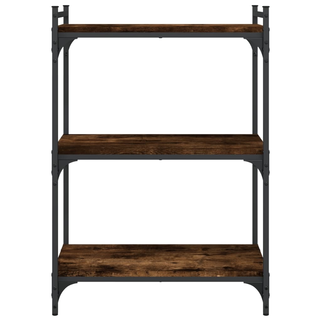 VidaXL Boekenkast 3-laags 60x30x86 cm bewerkt hout gerookt eikenkleur