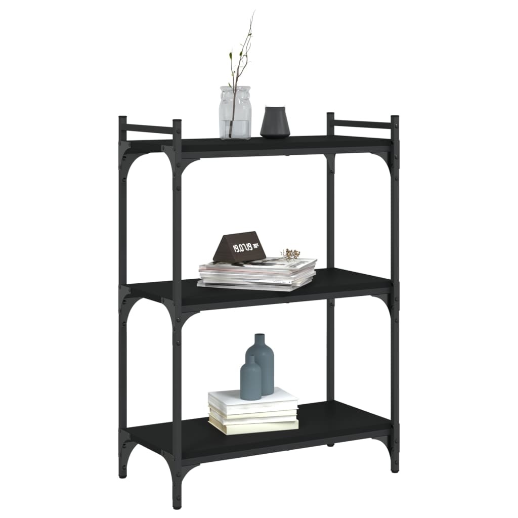 VidaXL Boekenkast 3-laags 60x30x86 cm bewerkt hout zwart