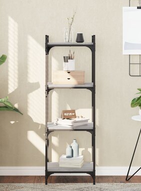 VidaXL Boekenkast 4-laags 40x30x120 cm bewerkt hout grijs sonoma