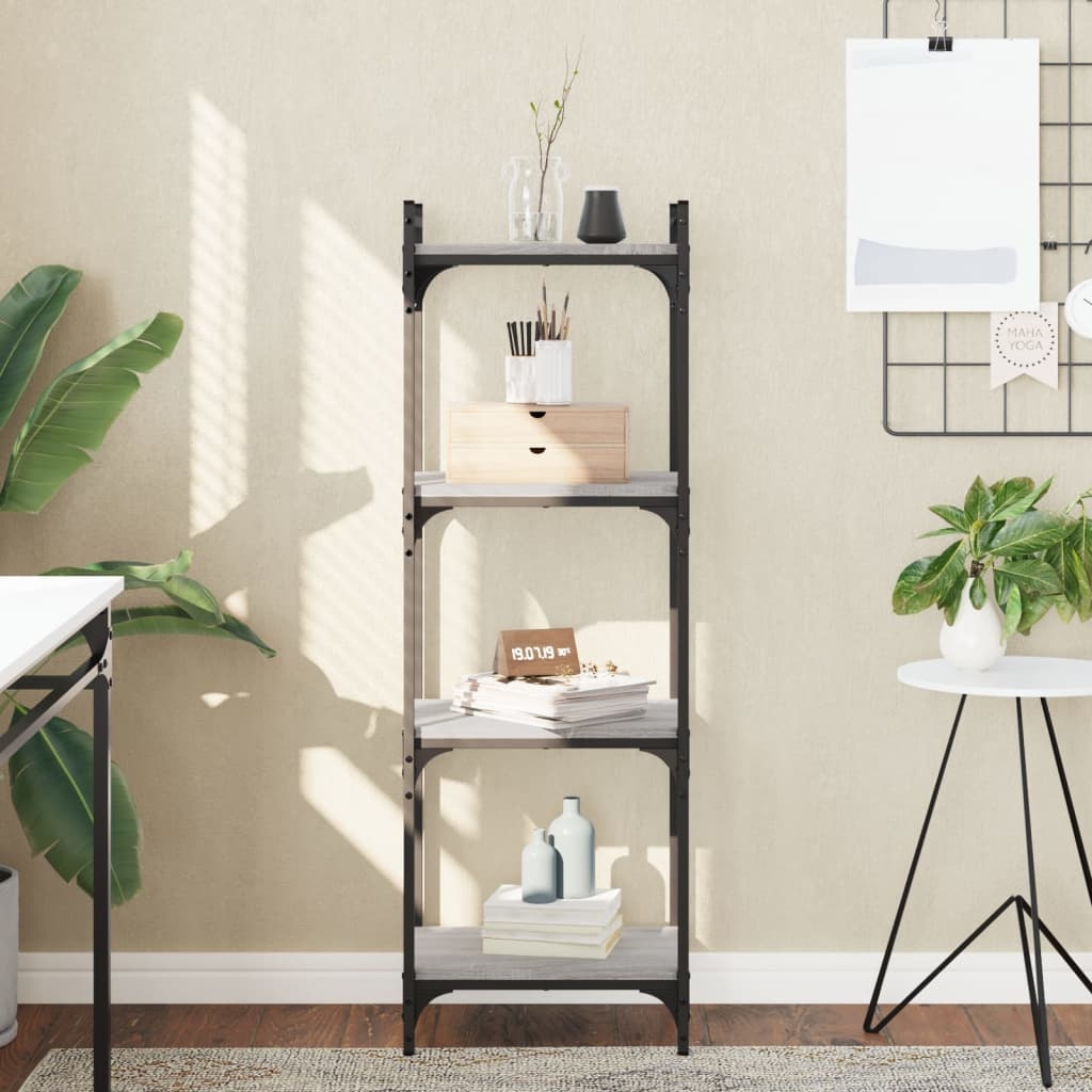 VidaXL Boekenkast 4-laags 40x30x120 cm bewerkt hout grijs sonoma