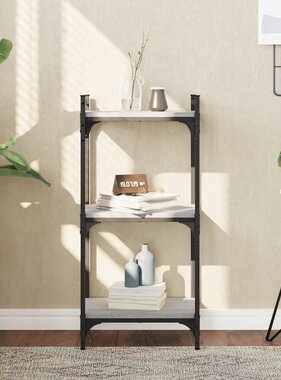 VidaXL Boekenkast 3-laags 40x30x86 cm bewerkt hout grijs sonoma