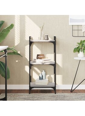 VidaXL Boekenkast 3-laags 40x30x86 cm bewerkt hout grijs sonoma