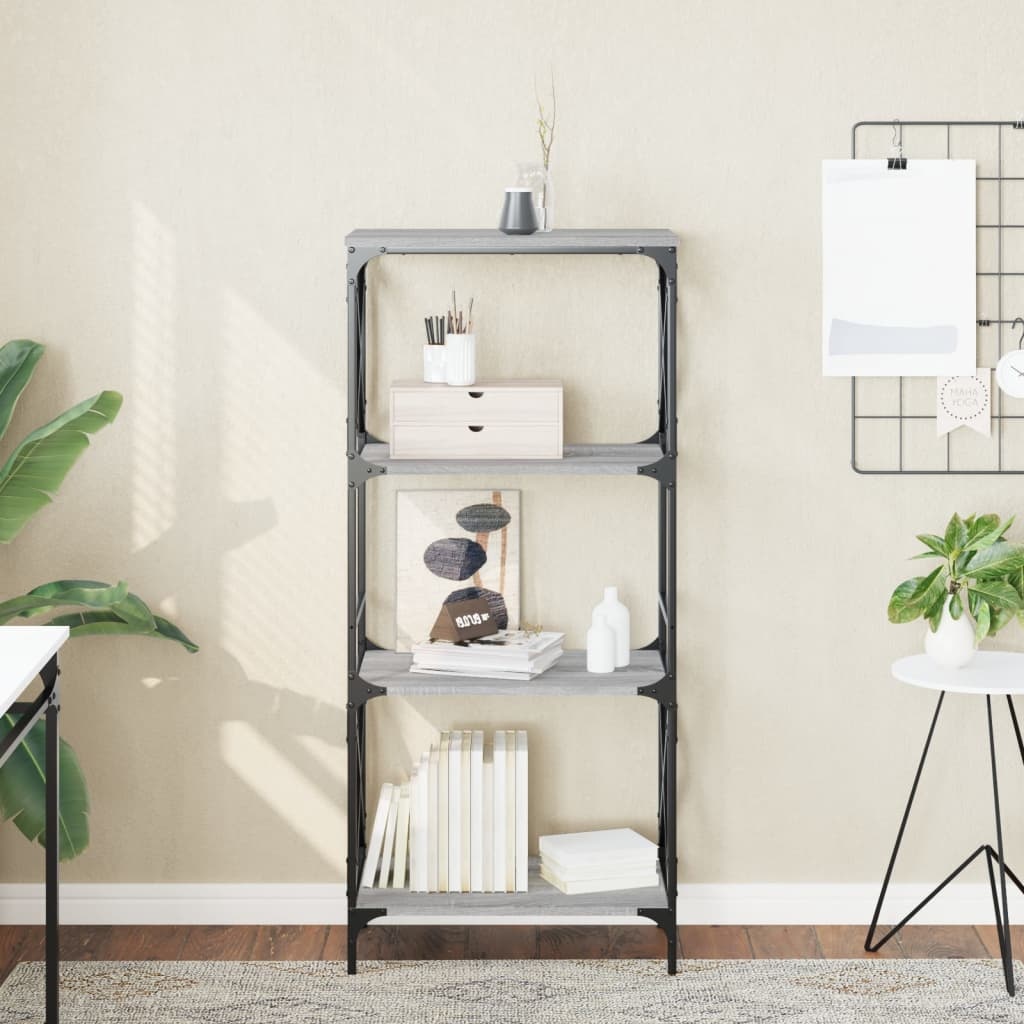 VidaXL Boekenkast 4-laags 59x35x132 cm bewerkt hout grijs sonoma eiken