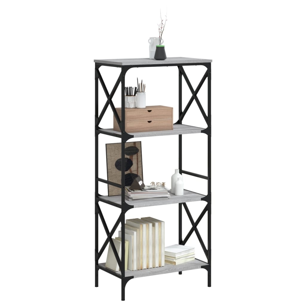VidaXL Boekenkast 4-laags 59x35x132 cm bewerkt hout grijs sonoma eiken