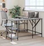 VidaXL Bureau 139x139x75 cm bewerkt hout grijs sonoma eikenkleurig