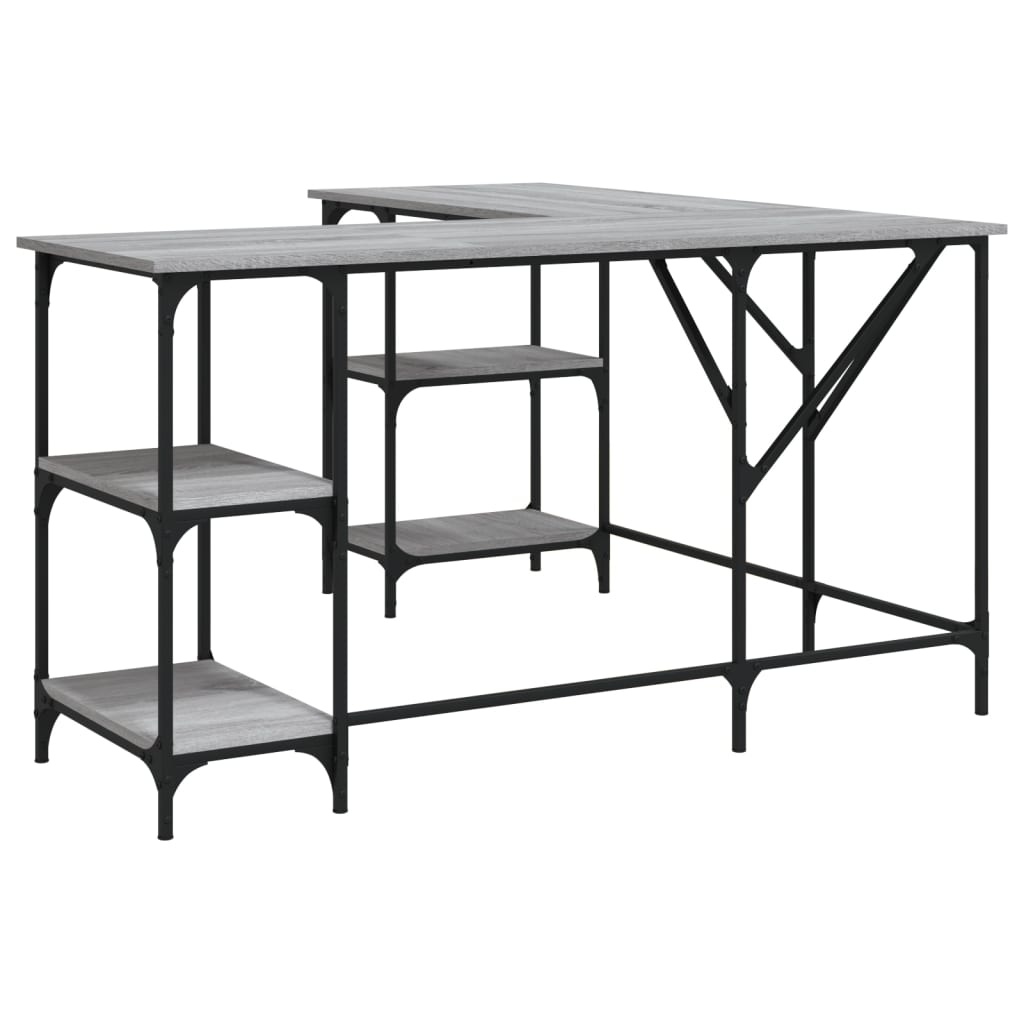 VidaXL Bureau 139x139x75 cm bewerkt hout grijs sonoma eikenkleurig
