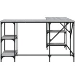 VidaXL Bureau 139x139x75 cm bewerkt hout grijs sonoma eikenkleurig