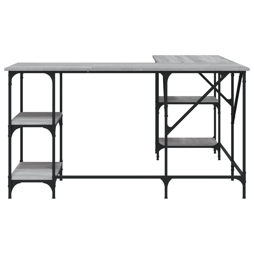 VidaXL Bureau 139x139x75 cm bewerkt hout grijs sonoma eikenkleurig