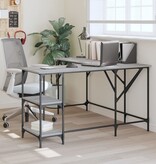 VidaXL Bureau 139x139x75 cm bewerkt hout grijs sonoma eikenkleurig