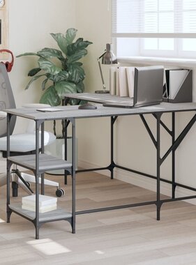 VidaXL Bureau 139x139x75 cm bewerkt hout grijs sonoma eikenkleurig