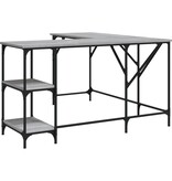 VidaXL Bureau 139x139x75 cm bewerkt hout grijs sonoma eikenkleurig