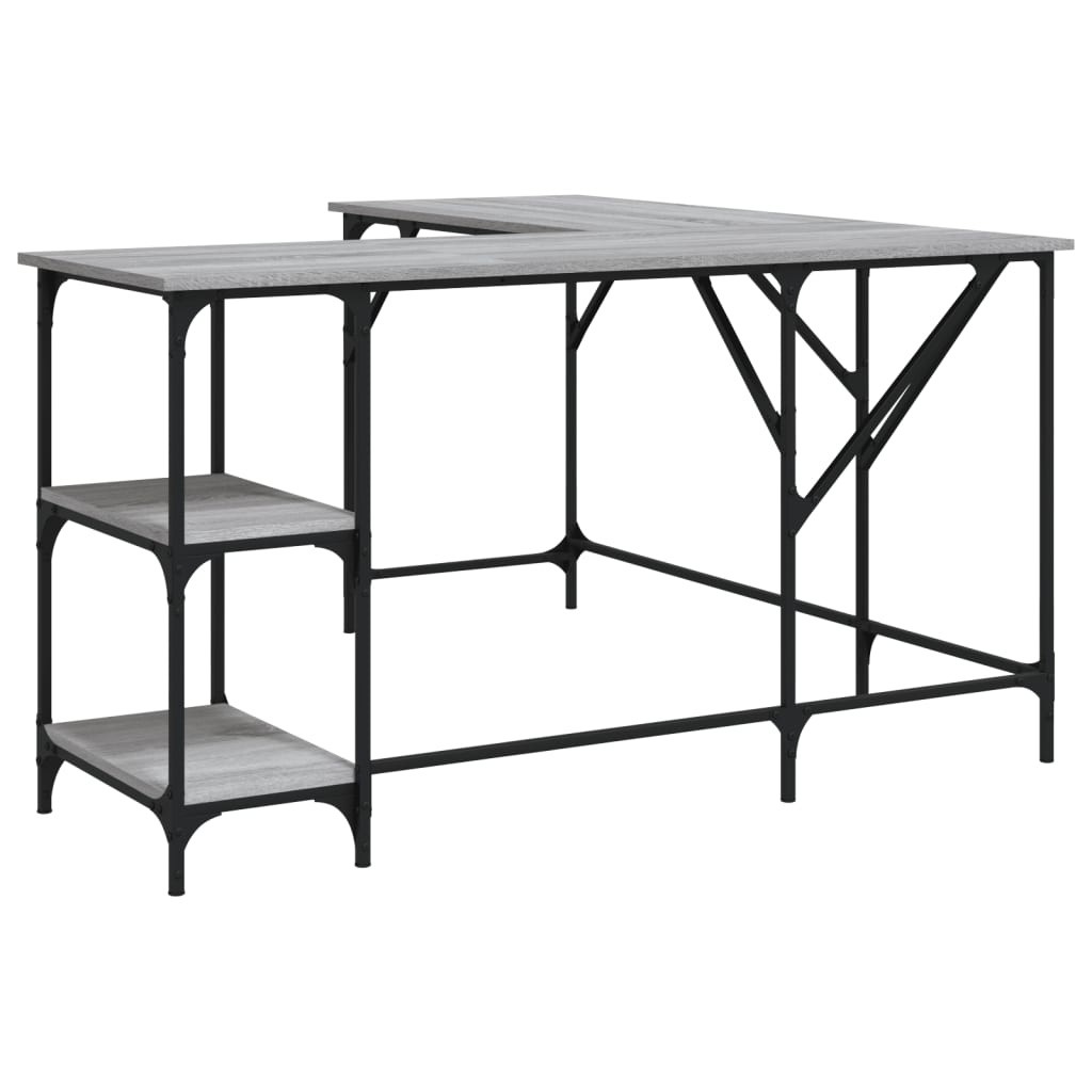 VidaXL Bureau 139x139x75 cm bewerkt hout grijs sonoma eikenkleurig