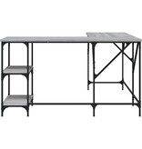 VidaXL Bureau 139x139x75 cm bewerkt hout grijs sonoma eikenkleurig