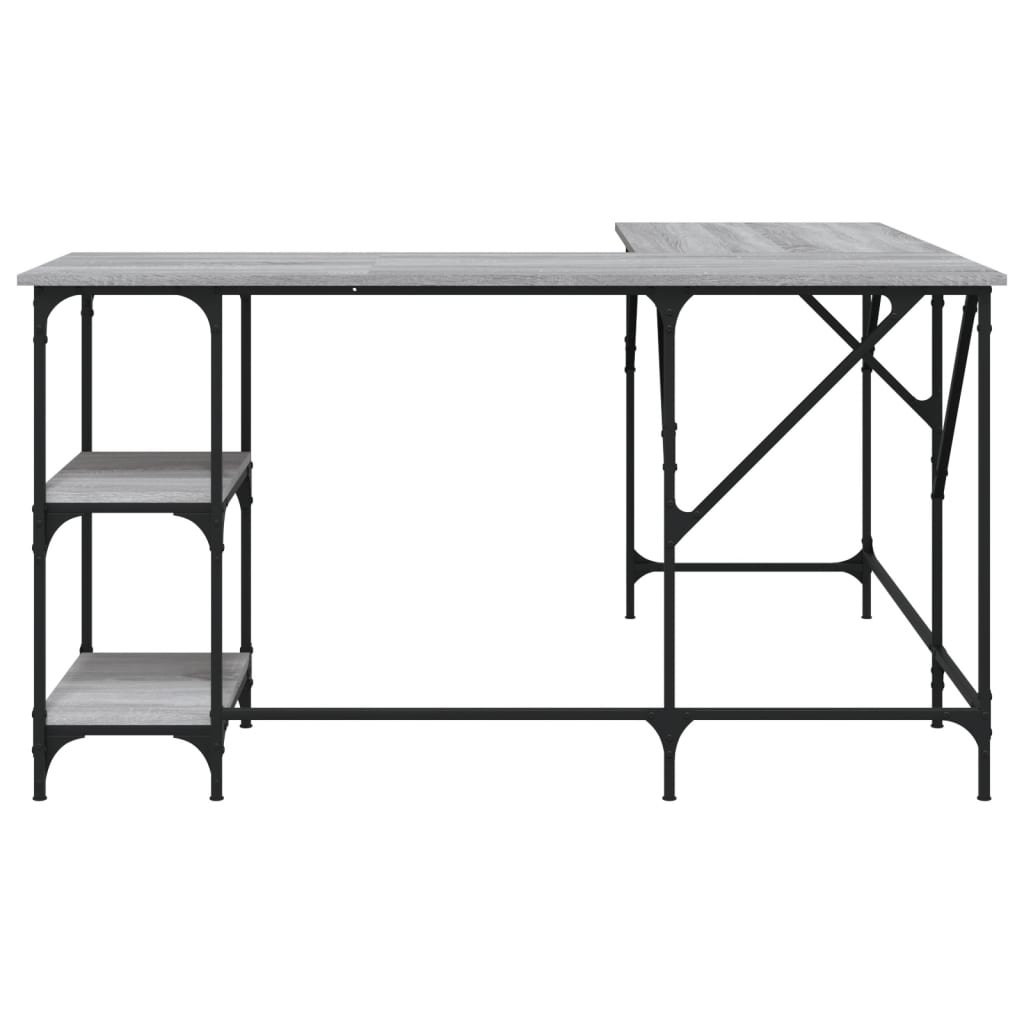 VidaXL Bureau 139x139x75 cm bewerkt hout grijs sonoma eikenkleurig