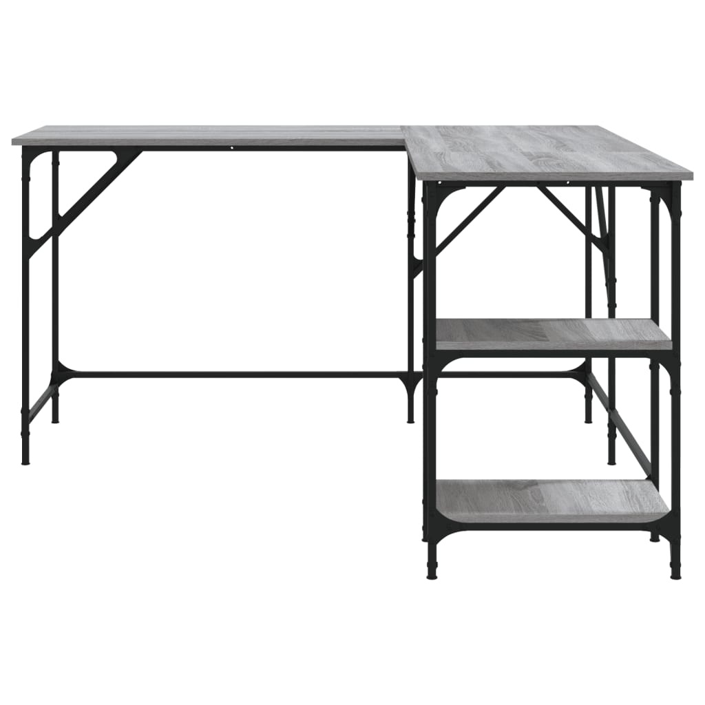 VidaXL Bureau 139x139x75 cm bewerkt hout grijs sonoma eikenkleurig