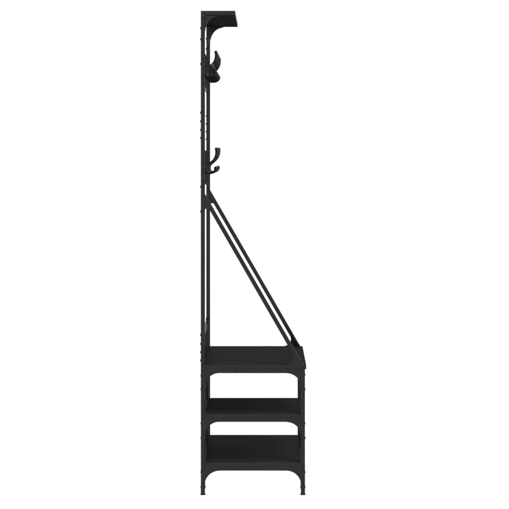 VidaXL Kledingrek met schoenenrek 80x40x184 cm zwart