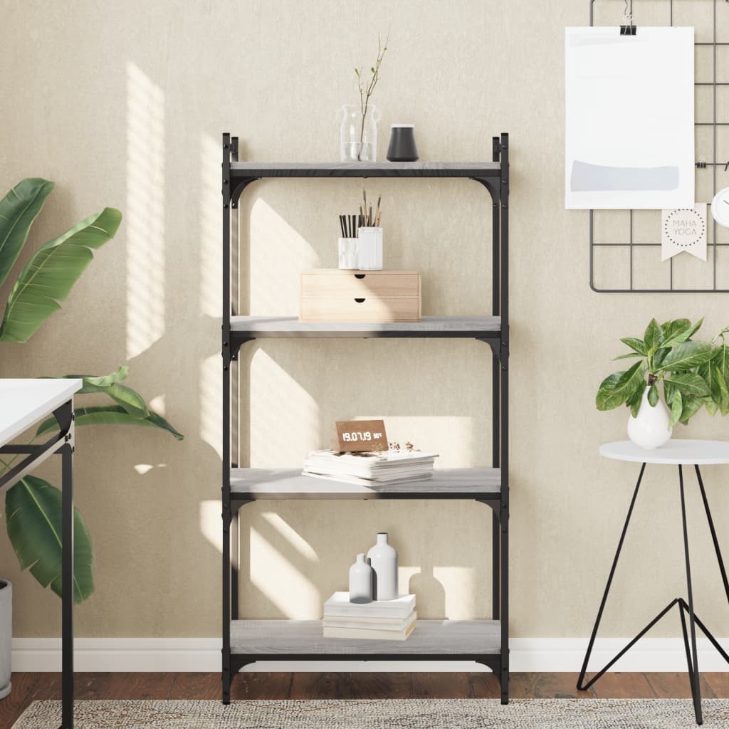 VidaXL Boekenkast 4-laags 60x30x120 cm bewerkt hout grijs sonoma eiken