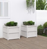 VidaXL Plantenbakken 2 st cm massief grenenhout wit