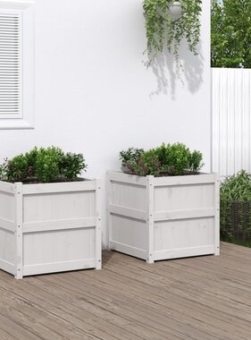VidaXL Plantenbakken 2 st cm massief grenenhout wit