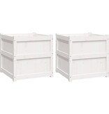 VidaXL Plantenbakken 2 st cm massief grenenhout wit