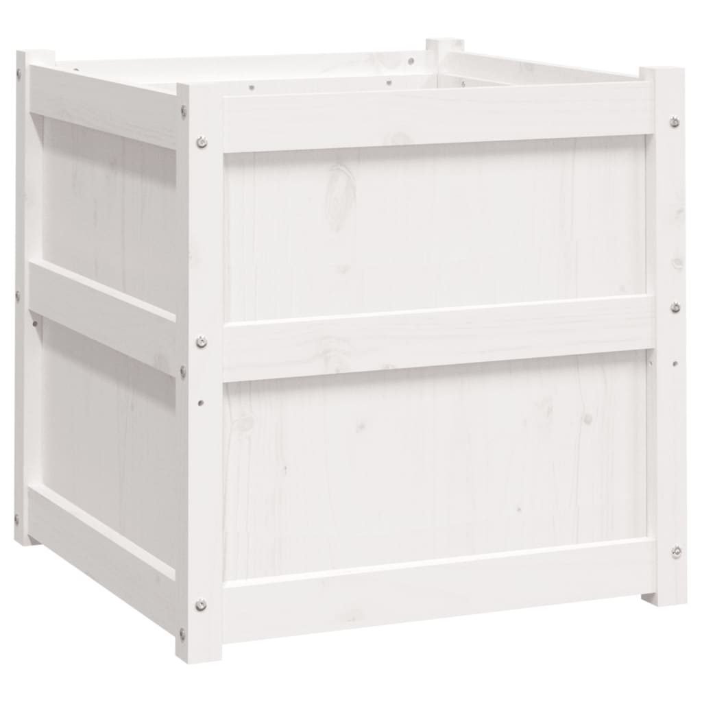 VidaXL Plantenbak 60x60x60 cm massief grenenhout wit