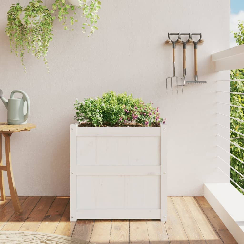 VidaXL Plantenbak 60x60x60 cm massief grenenhout wit