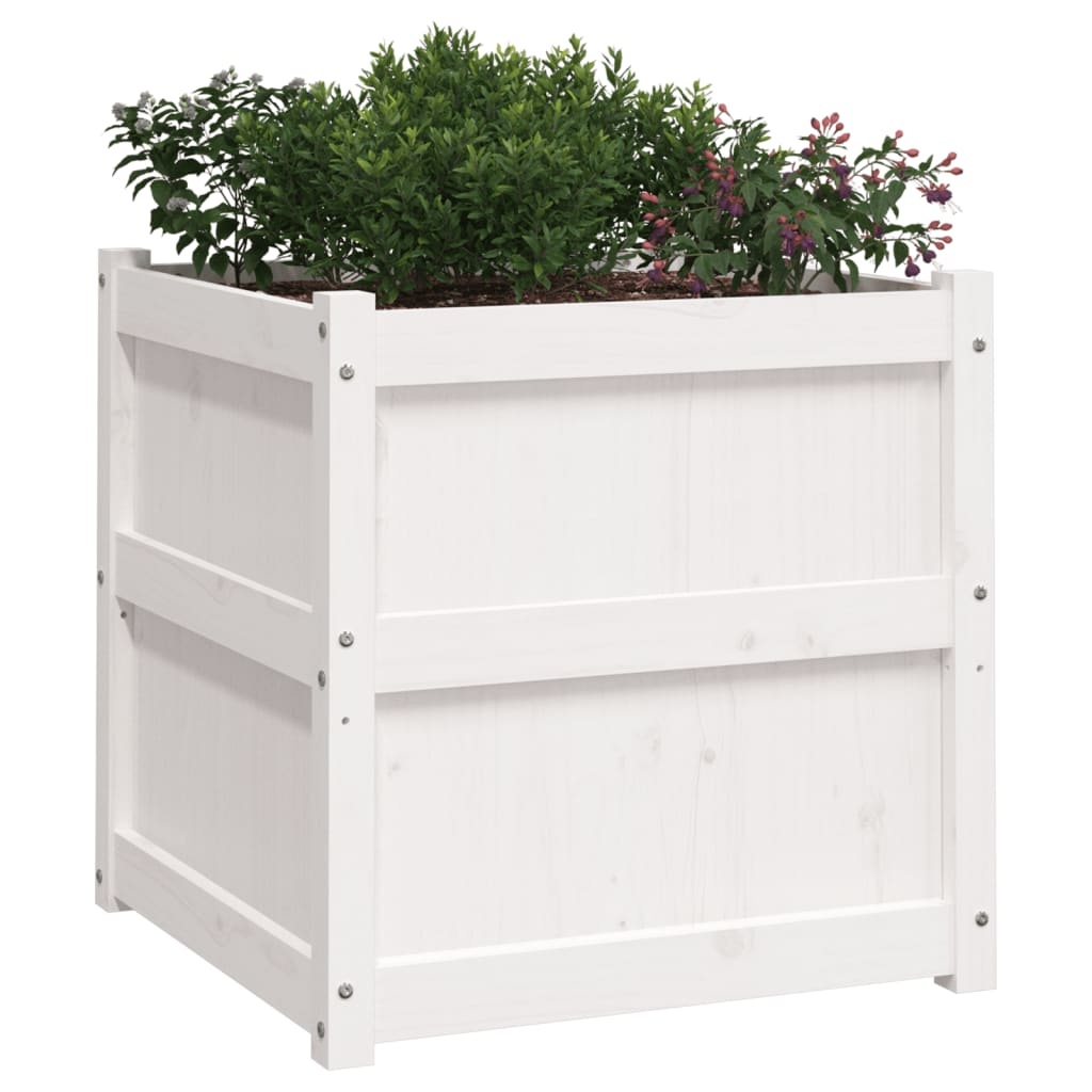VidaXL Plantenbak 60x60x60 cm massief grenenhout wit