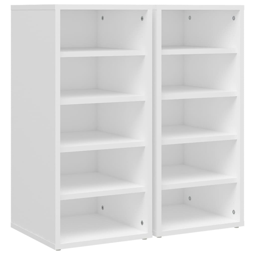 VidaXL Schoenenkasten 2 st 31,5x35x70 cm spaanplaat wit
