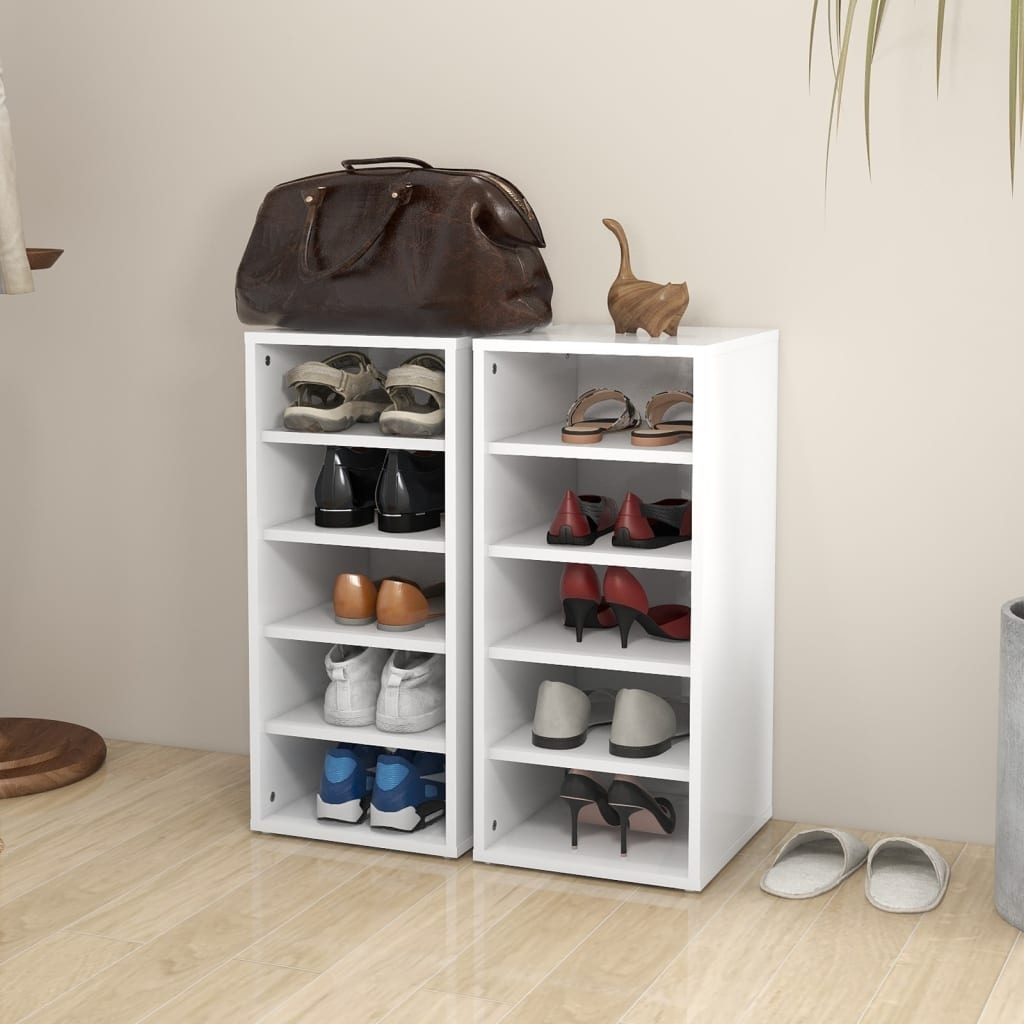 VidaXL Schoenenkasten 2 st 31,5x35x70 cm spaanplaat wit