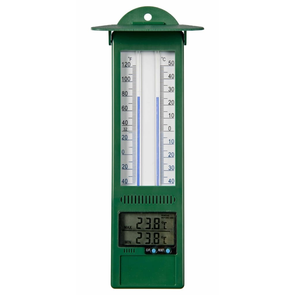vidaXL Tuinthermometer min-max digitaal 9,5x2,5x24 cm