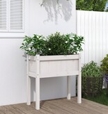 Plantenbak met poten 70x31x70 cm massief grenenhout wit