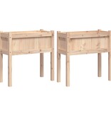 VidaXL Plantenbakken met poten 2 st massief grenenhout