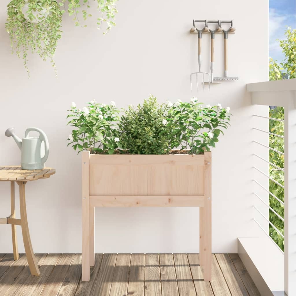 VidaXL Plantenbak met poten 70x31x70 cm massief grenenhout