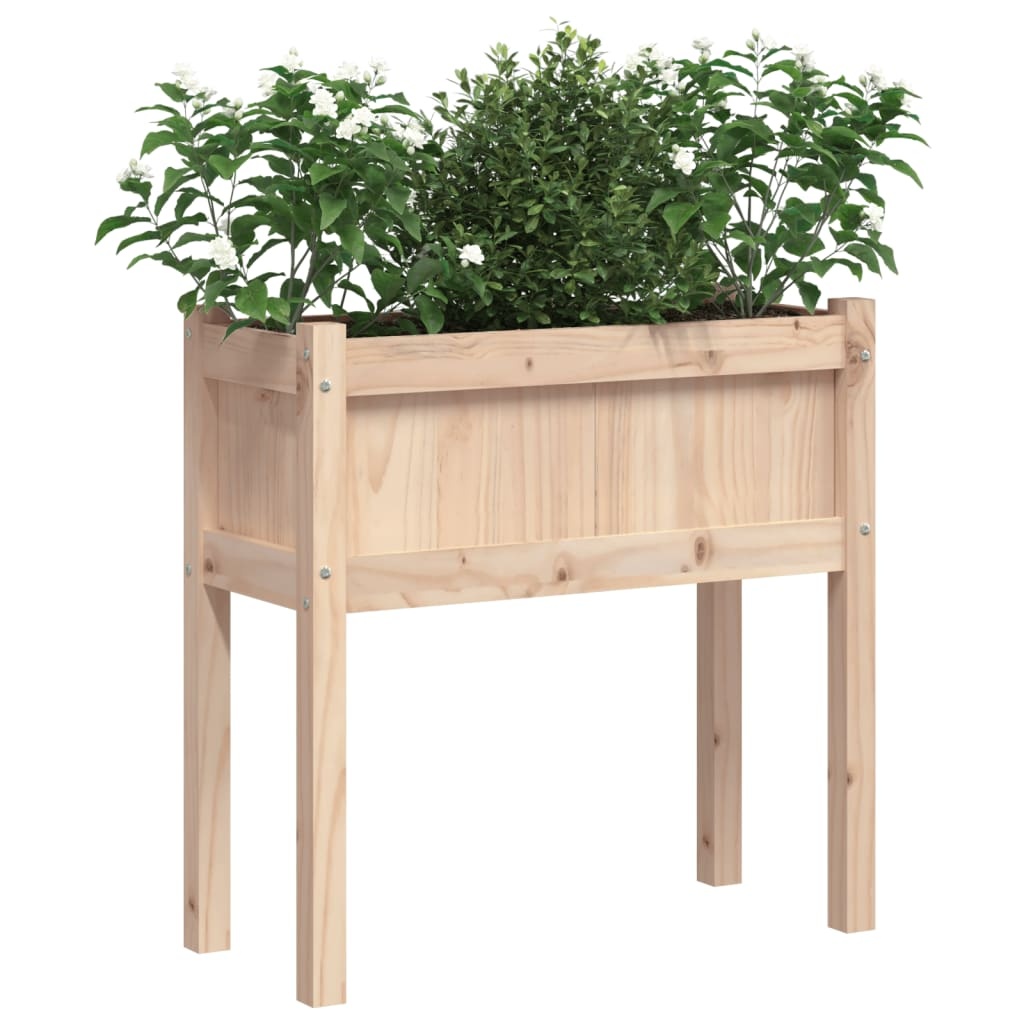 VidaXL Plantenbak met poten 70x31x70 cm massief grenenhout