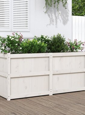 VidaXL Plantenbak 150x50x70 cm massief grenenhout wit