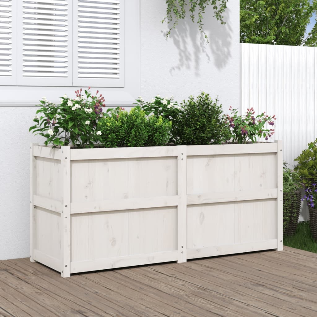 VidaXL Plantenbak 150x50x70 cm massief grenenhout wit